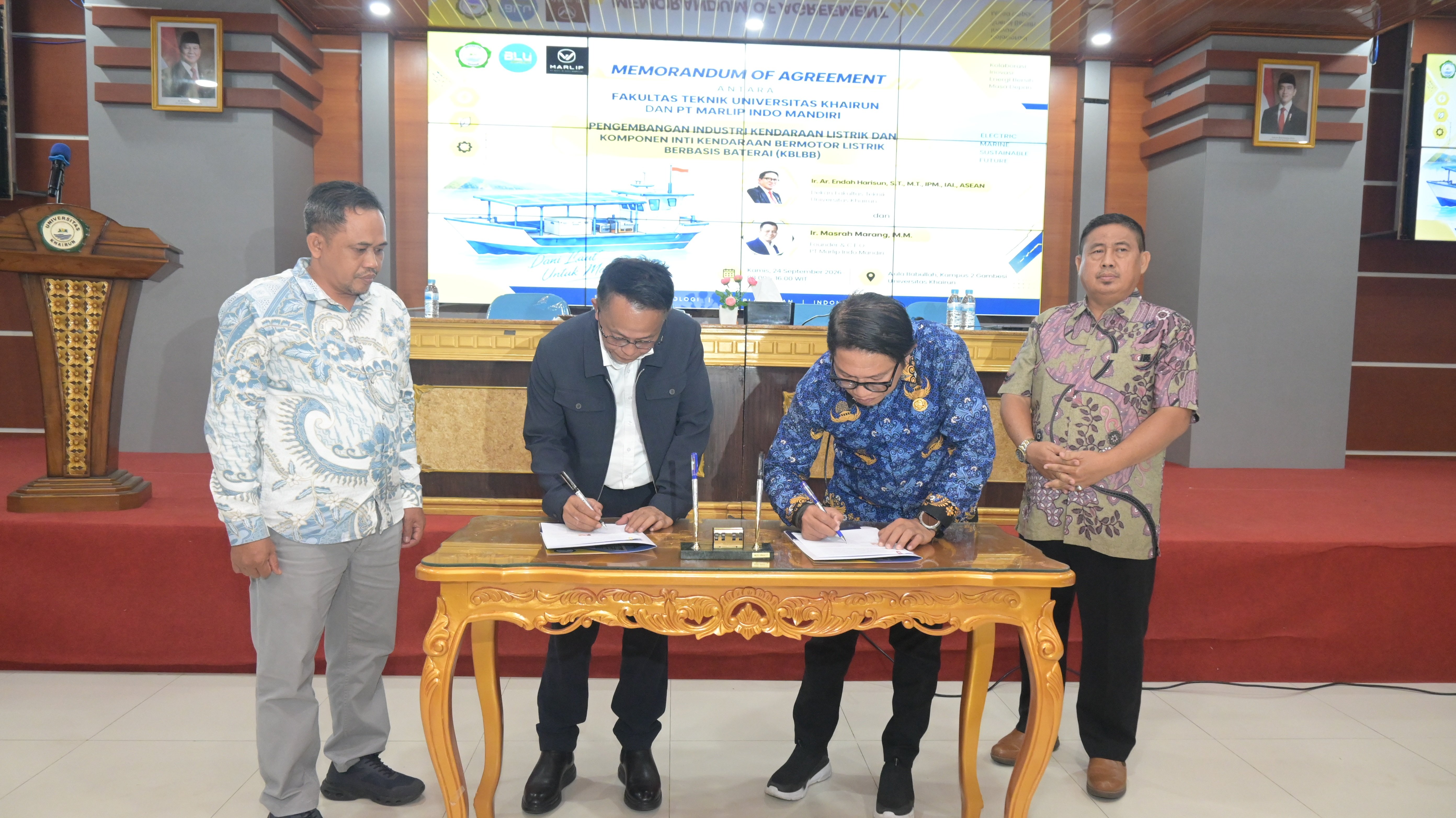 FT Universitas Khairun dan PT Marlip Indo Mandiri Tandatangani MoA Pengembangan Industri Kendaraan Listrik Berbasis Baterai
